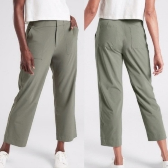 Athleta Tribeca Utility Crop Laurel Olive Green Pants Size 6 O - Picture 1 of 9